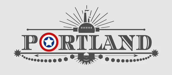 Название города Портленд с цветами флага, стилизованными под букву O — стоковый вектор