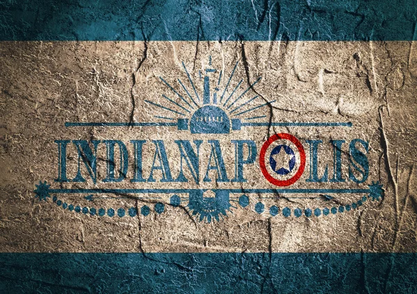 Indianapolis city name with flag colors styled letter O — Stock Photo, Image