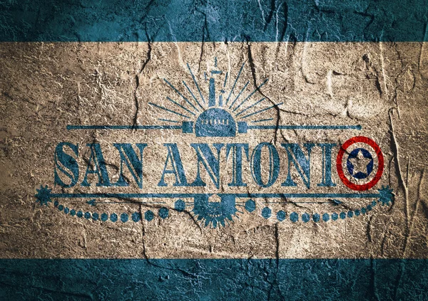 Nazwa miasta San Antonio z flaga kolory w stylu pisma O — Zdjęcie stockowe