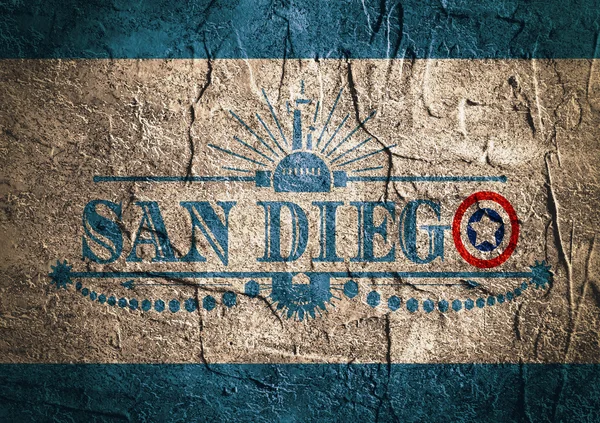 De naam van de stad van San Diego met vlag kleuren vormgegeven letter O — Stockfoto