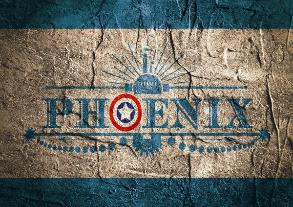 Phoenix plaatsnaam met vlag kleuren vormgegeven letter O — Stockfoto