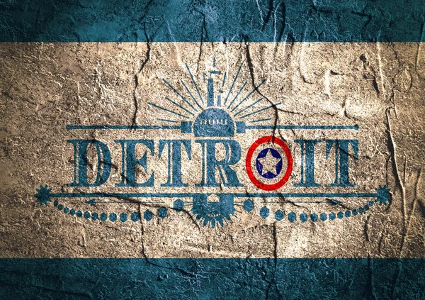 Detroit nom de la ville avec des couleurs drapeau lettre de style O — Photo