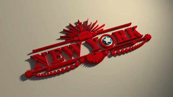 New York city name with flag colors styled letter O