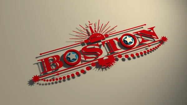 Boston şehir adını bayrak renkleri ile harf O tarz — Stok fotoğraf