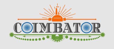 Coimbator şehir adını bayrak renkleri ile harf O tarz 