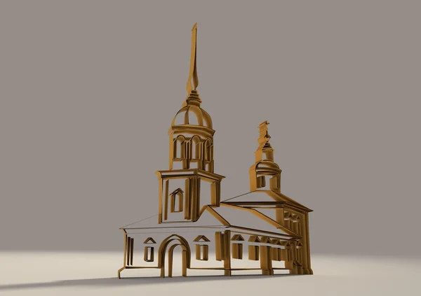 Igreja ortodoxa russa esboço 3D — Fotografia de Stock