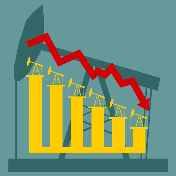 Petrol fiyatı sonbahar grafik illüstrasyon. Grafik çubukları üzerinde pompa — Stok Vektör