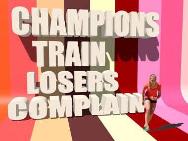 Şampiyonlar tren kaybedenler şikayet. Fitness motivasyon teklif. Çalışan kadın