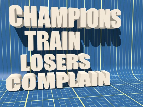 Şampiyonlar tren kaybedenler şikayet. Spor salonu ve Fitness motivasyon teklif. — Stok fotoğraf