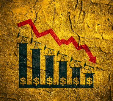 Petrol fiyatı sonbahar grafik illüstrasyon. Pompa ve Doları simgeler