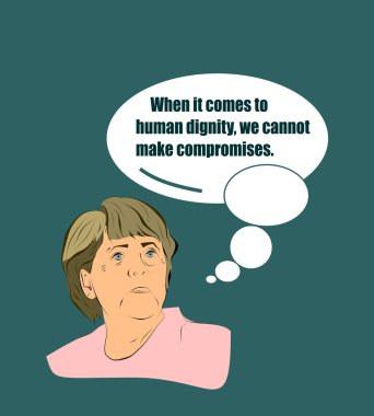 bir portre Alman Başbakanı angela merkel çizimi  