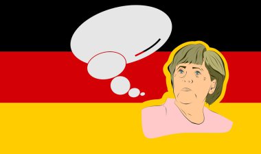 bir portre Alman Başbakanı angela merkel çizimi  