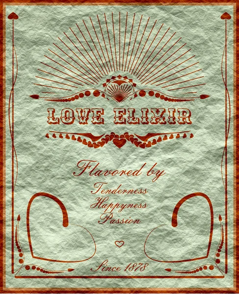 Vintage Vertikální banner s láskou elixirlabel — Stock fotografie