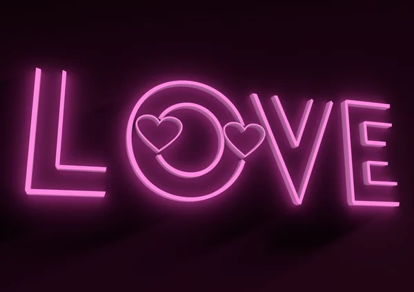 San valentine card. Neon shine love word im 3D-Effekt — Stockfoto