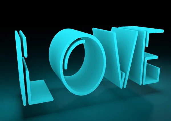 San Valentine card. Neon shine LOVE word in 3D effect