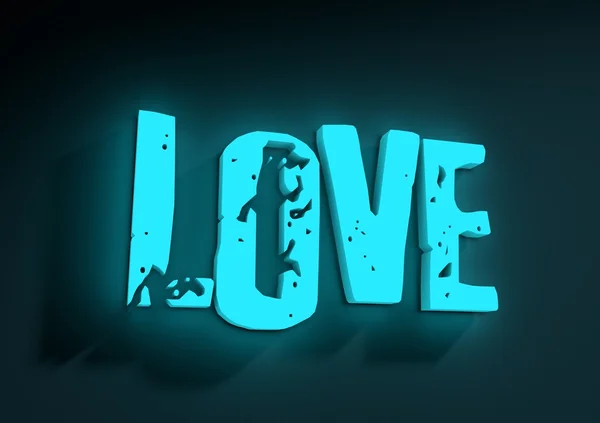 San Valentine kort. Neon lysa älskar ordet i 3d-effekt — Stockfoto