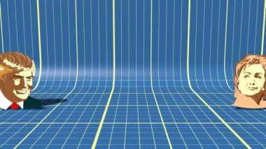 Cumhurbaşkanlığı adayı Donald Trump ve Hillary Clinton portresi grafik ile