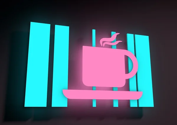 Ilustracja przedstawiająca Podswietlane neonem café znak. — Zdjęcie stockowe