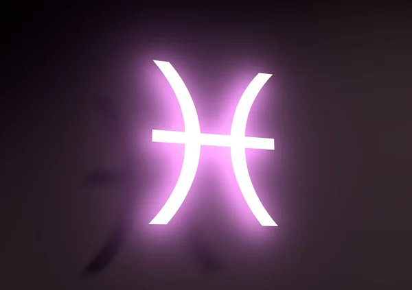 Segno zodiacale Pesci su sfondo scuro. Lucentezza al neon — Foto Stock