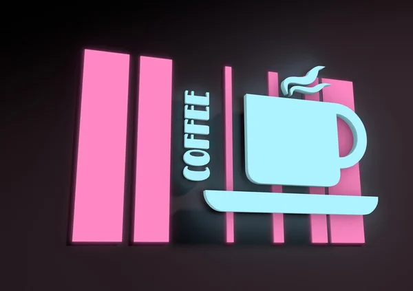 Illustration représentant un panneau lumineux de café au néon . — Photo