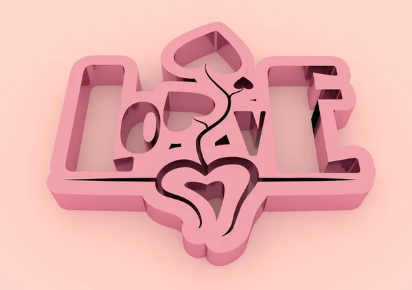 San Valentine card. Mirror shine LOVE word in 3D effect