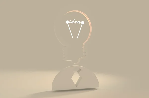 Lampa huvudet affärsman 3d ikonen. Tanken text — Stockfoto