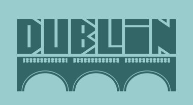 Dublin şehir adı ve köprü siluet