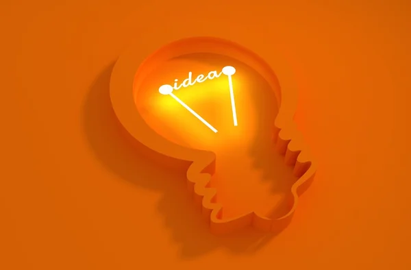 Lampa 3d ikona konspektu. Idea tekst — Zdjęcie stockowe