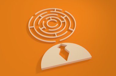 işadamı gövde 3d simgesi. Labirent kafa
