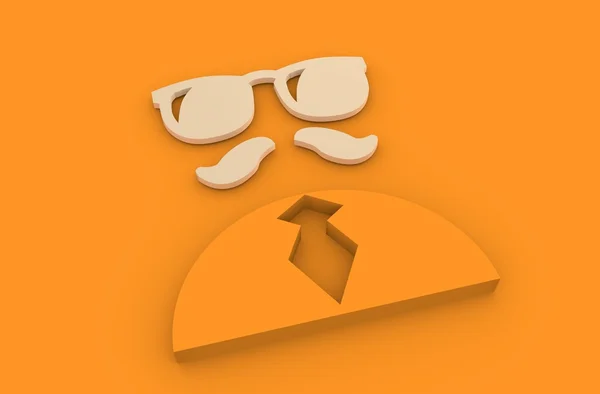 Businessman torso 3d icon. Sunglasses and mustage — Stock Photo, Image