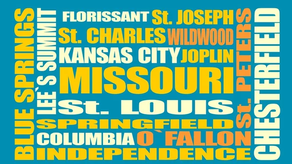 Lijst van de steden van Missouri staat — Stockvector