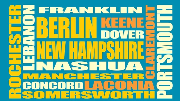 Lista de ciudades estatales de New Hampshire — Vector de stock