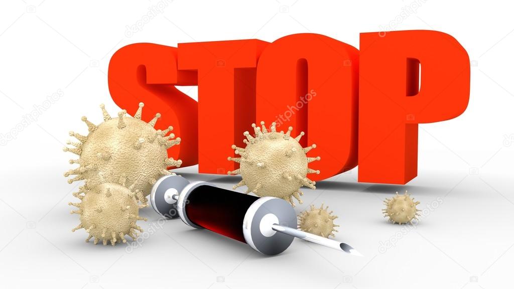 Stop deseases, abstract virus modes and syringe