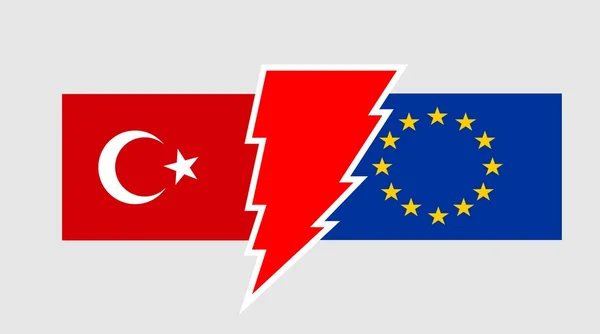 Politic relationship between European Union and Turkey — 图库矢量图片