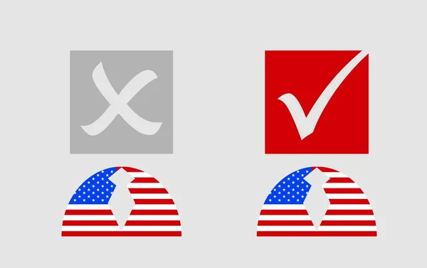 Drapeau des États-Unis icône de personne texturée avec marque de vote — Image vectorielle