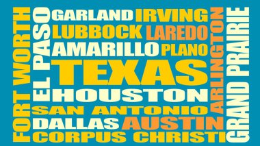 Texas state cities list  clipart