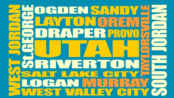 Utah durumu şehirler listesi — Stok Vektör