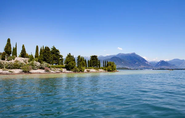 Vista Parte Sur Del Lago Garda Con Isla Garda Región — Foto de Stock