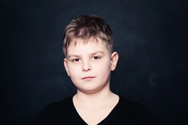 Young Boy Child on Black Background — Stock Photo, Image