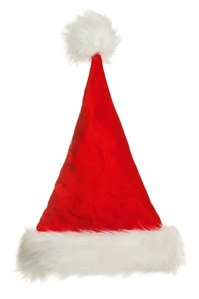 Beyaz Noel Baba şapkası. Yeni yıl ve Noel kavramı — Stok fotoğraf