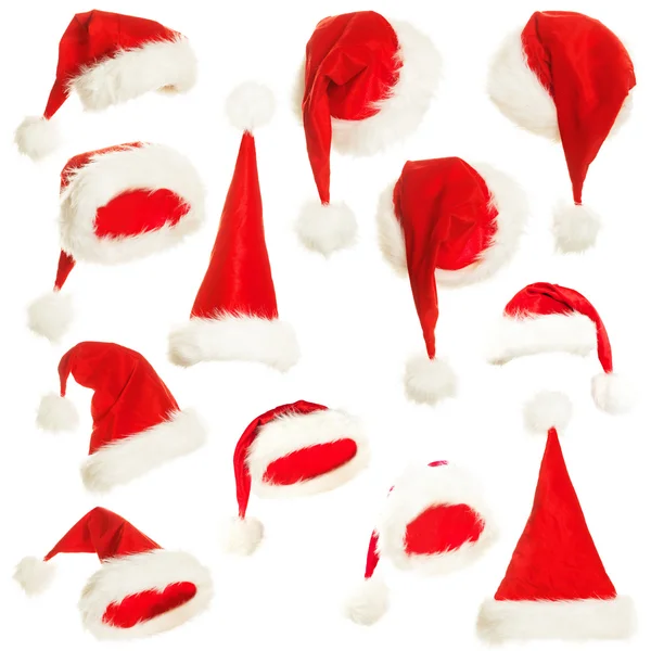 Santa Hat Set Isolado em fundo branco — Fotografia de Stock