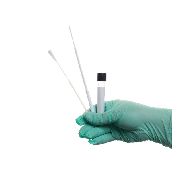 Coronavirus Testkit Der Hand Von Gesundheitspersonal Isoliert Medizin Gesundheit Und — Stockfoto