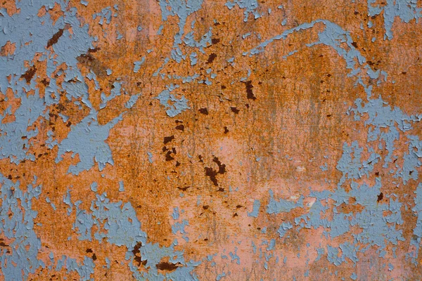 Grunge Rusty Iron Metal Wall Background Blue Painted Drops Retro — Stock Photo, Image