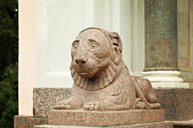 Peterhof Palace Saint Petersburg Russia. Lion Sculpture