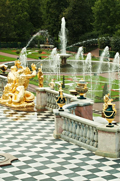 Rusia San Petersburgo. Estilo barroco Petergof Palace. Balustrad — Foto de Stock