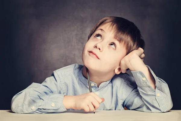 School Boy Pupil Looking Up — Stock Photo, Image