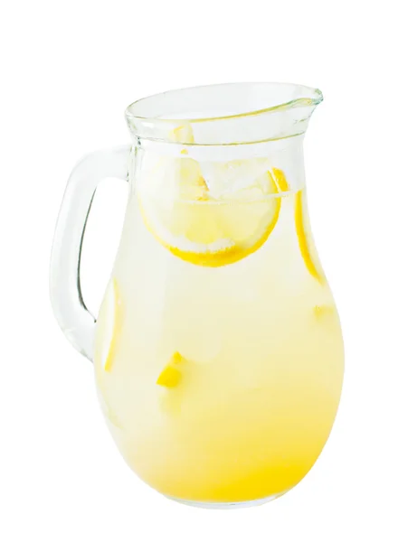 Lemonade Pitcher. Lemon Lemonade Drink with Ice — Stok fotoğraf