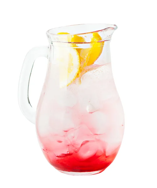 Watermelon Lemonade Drink with Ice and Orange. Lemonade Pitcher — Stock Photo, Image