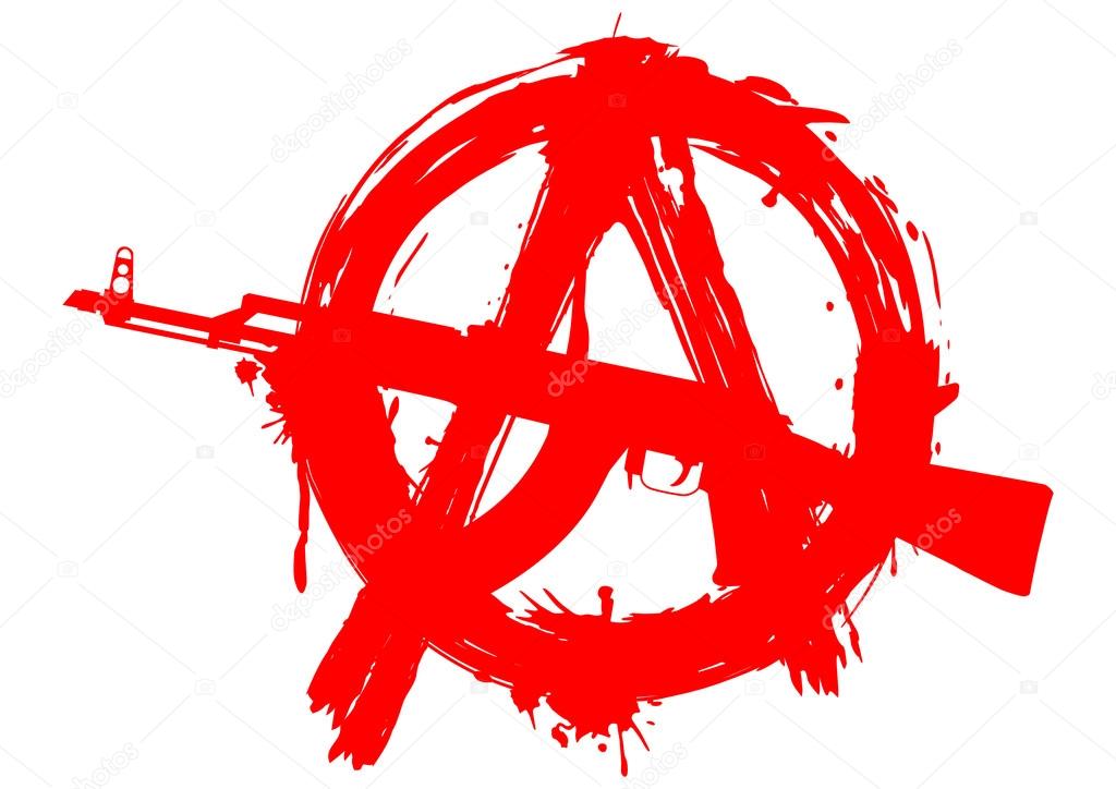 Anarchy symbol tattoos | Symbol anarchy in circle and machine gun