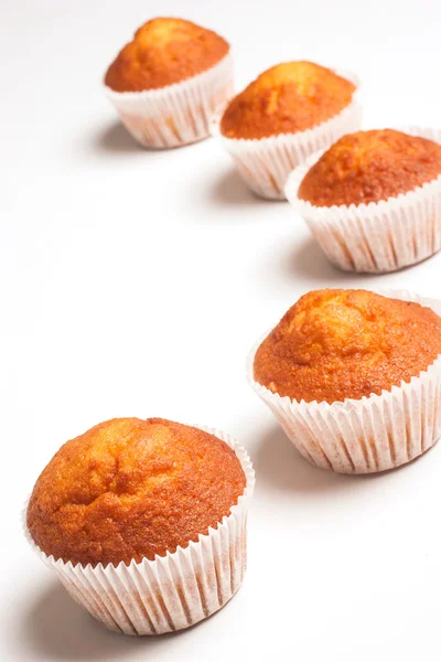 Fresh muffins in a row — Stock Photo, Image